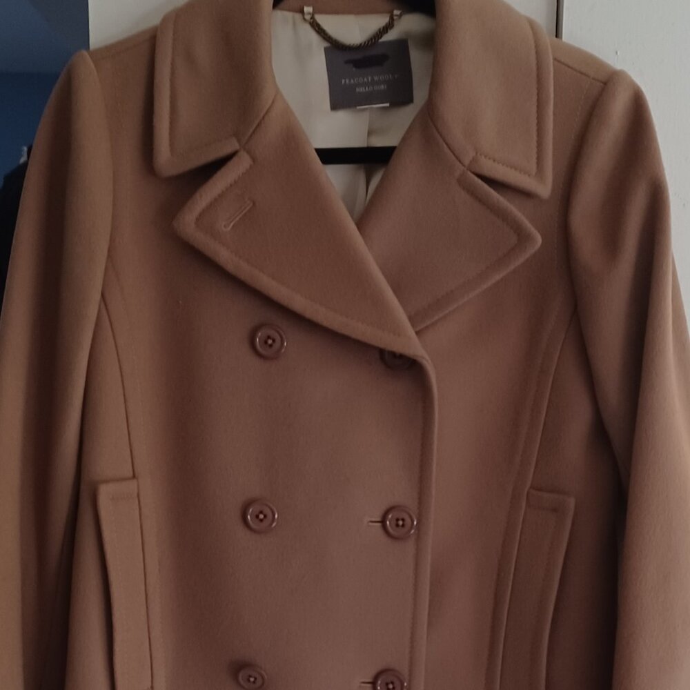 WINTER SALE!  New J. Crew Camel Color 100% Wool Pea Coat Jacket/Coat womens sz 8